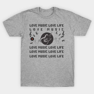 LOVE MUSIC LOVE LIFE - Musical note - Guitar T-Shirt